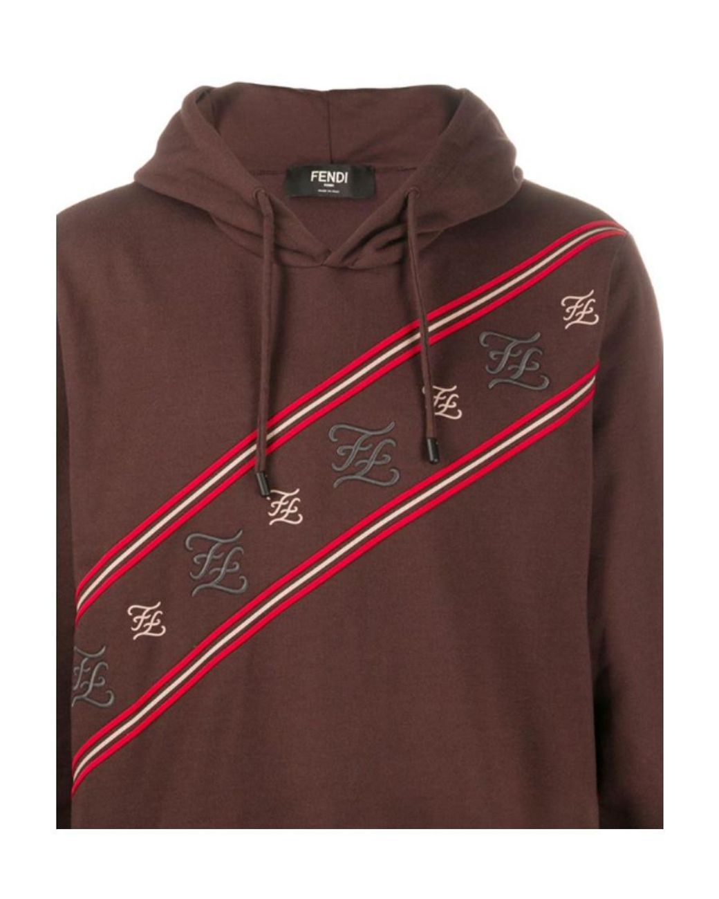 Fendi Brown Ff Pattern Embroidered Sweater for men