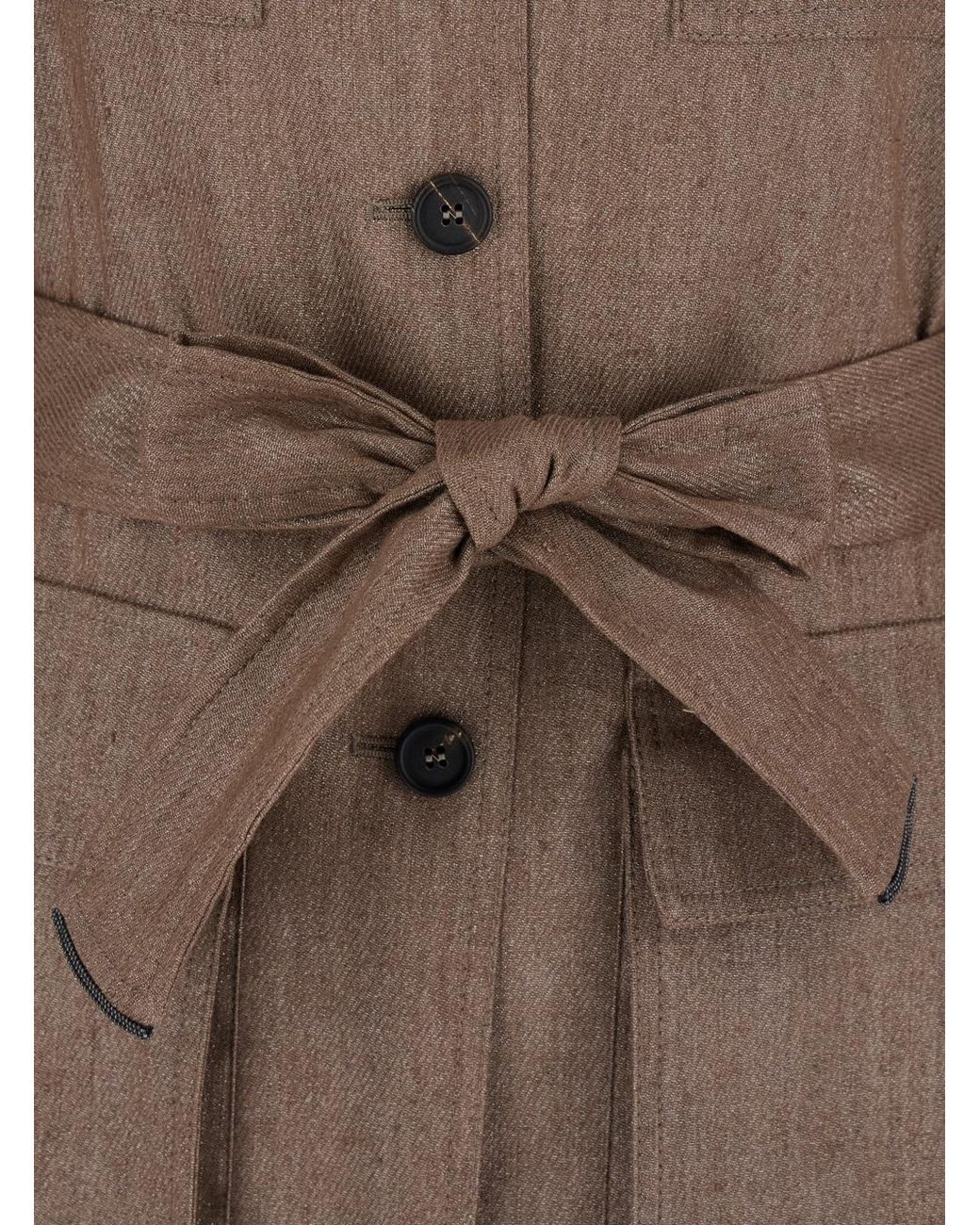 Brunello Cucinelli Natural Long-Sleeved Belted Jacket