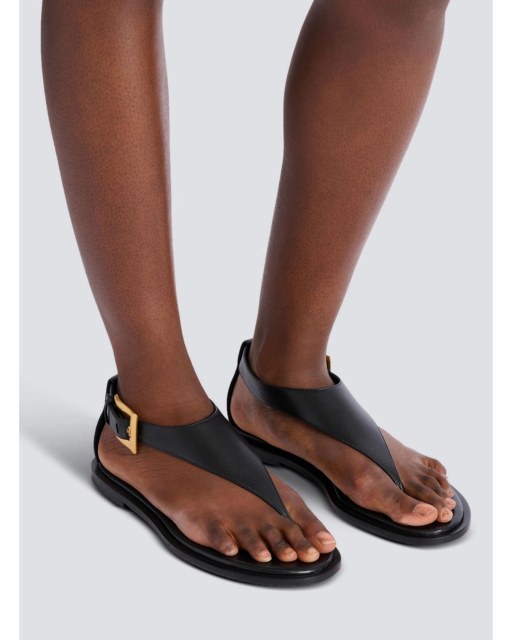Balmain Brown Anthem Flat Toe-Post Sandals