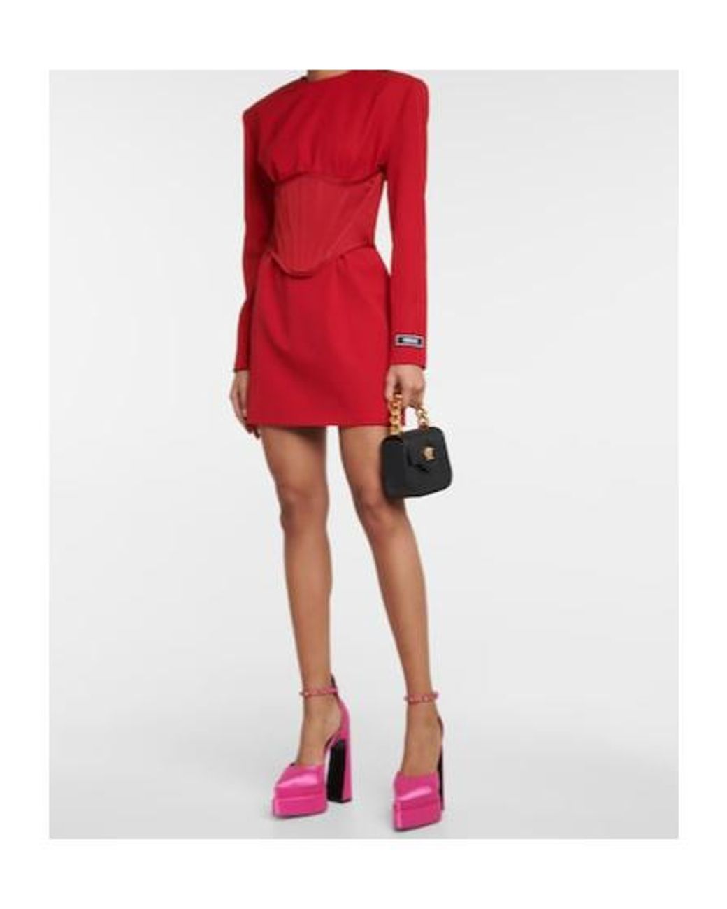 Versace Pink Aevitas Pointy Satin Platform Pumps
