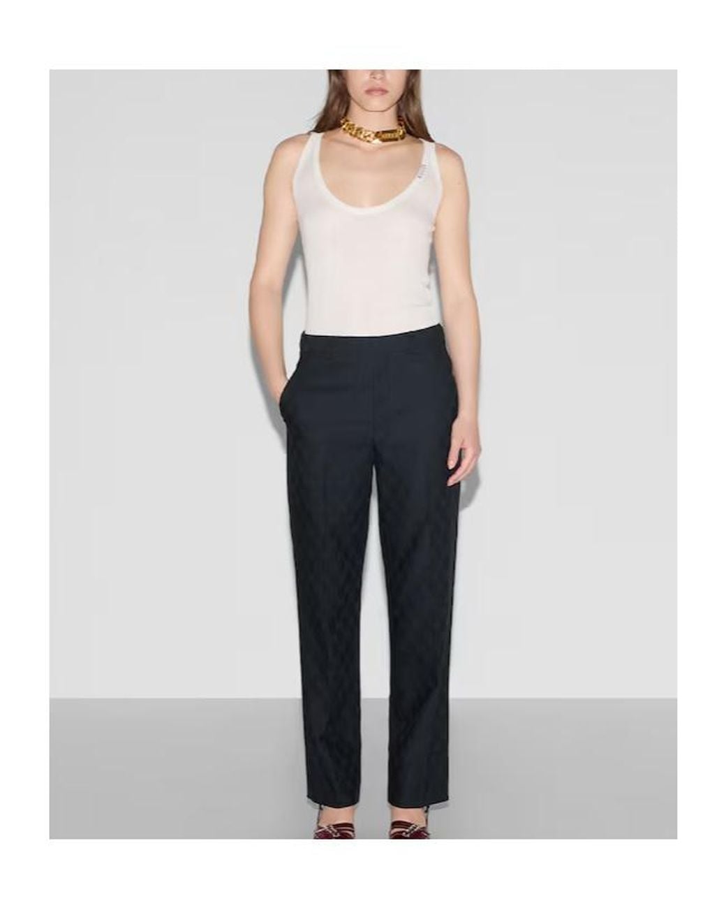 Gucci Blue Gg Wool Pant