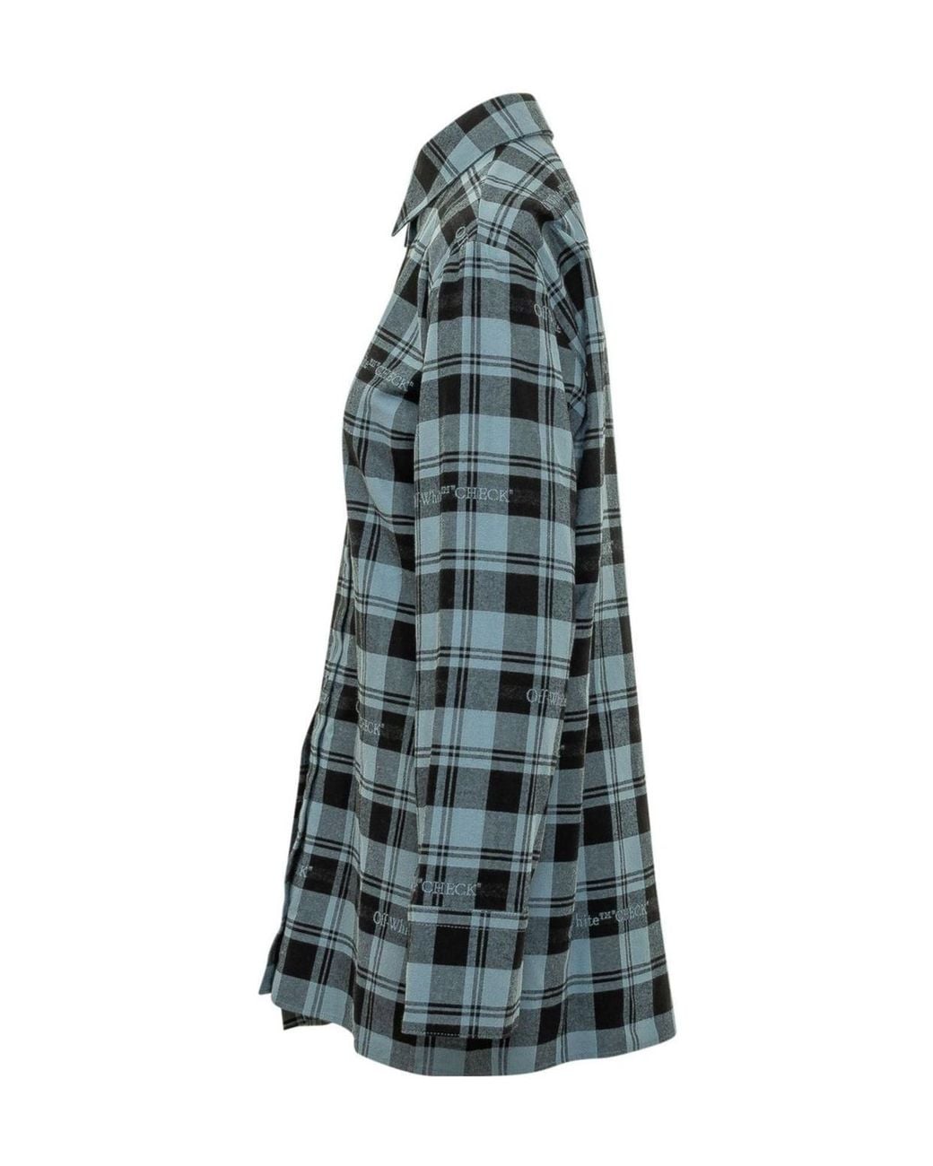 Off-White c/o Virgil Abloh Blue Checked Flannel Shirt Dress