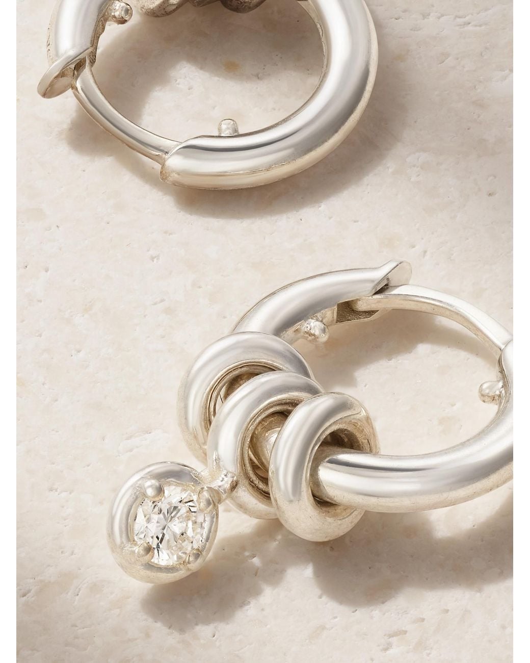 Spinelli Kilcollin Metallic Sterling Diamond Hoop Earrings