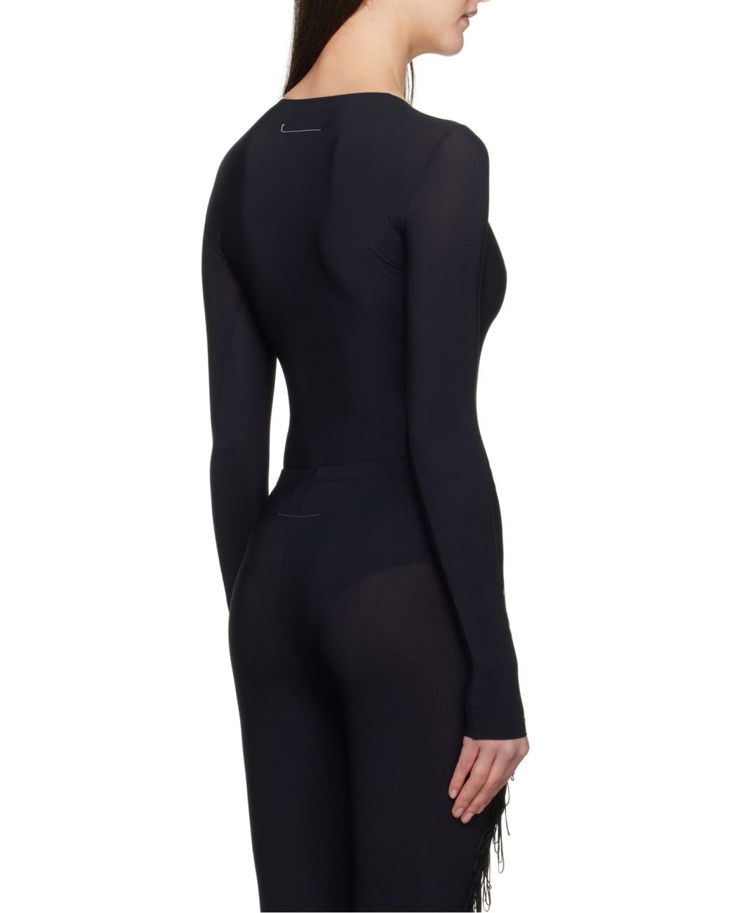 MM6 by Maison Margiela Black Crewneck Long-Sleeved Jumpsuit