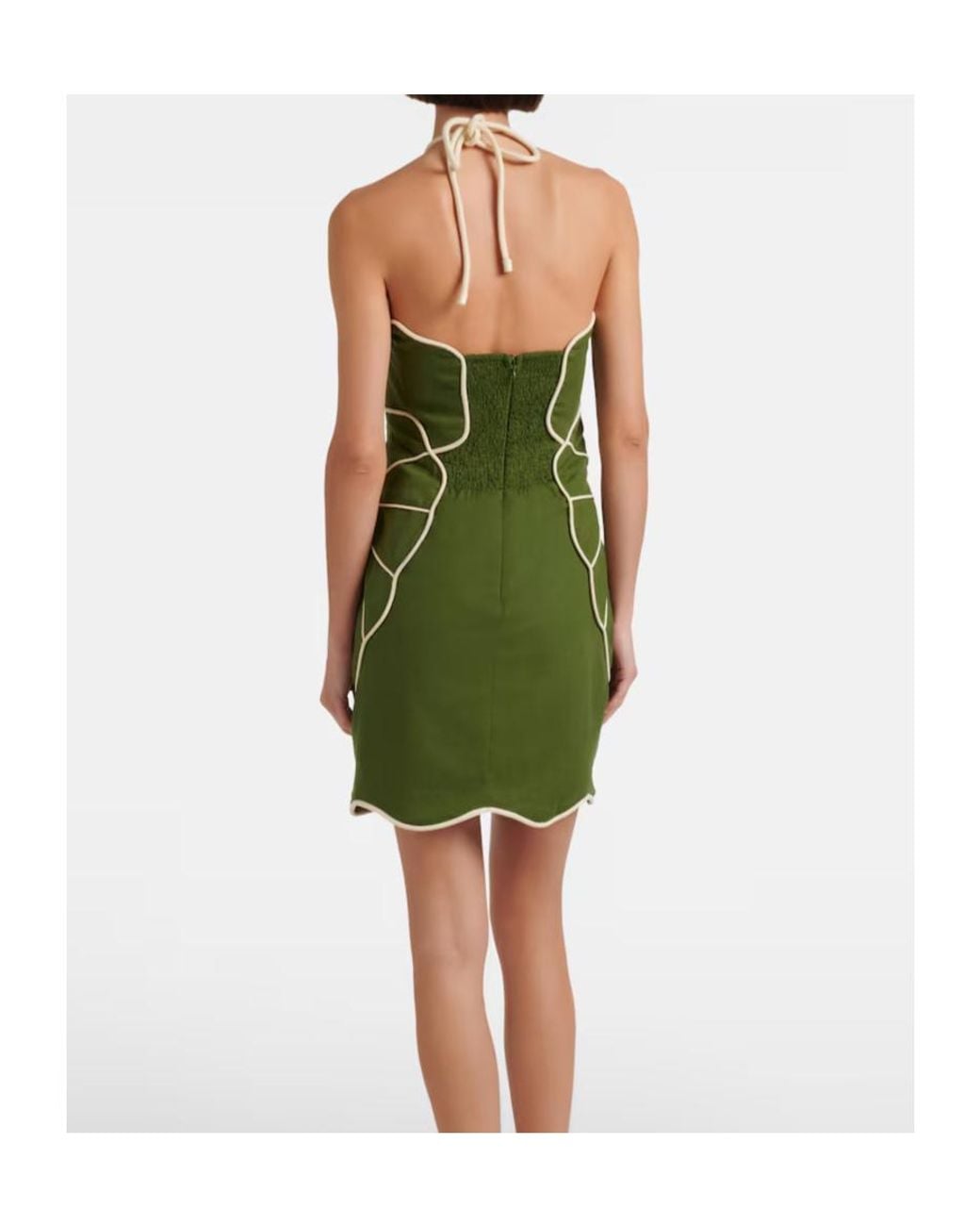 Farm Rio Green Linen-Blend Minidress