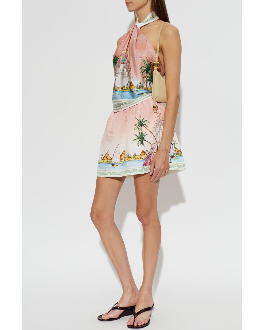 Casablanca Multicolor Graphic-Print Halterneck Top