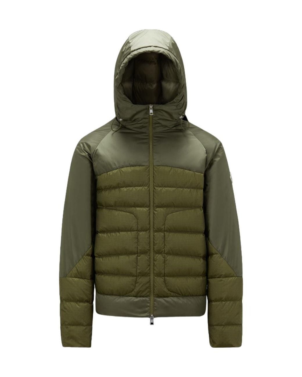 Moncler Green Panelled Zip-Up Puffer Jacket for men