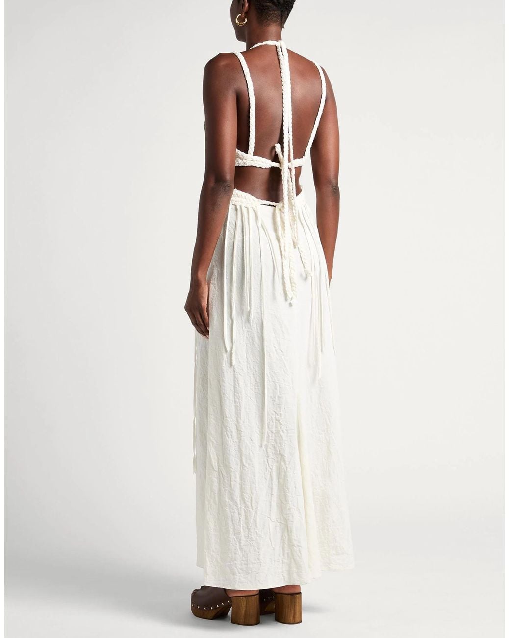 Chloé White Sleeveless Waist-Cinching Dress