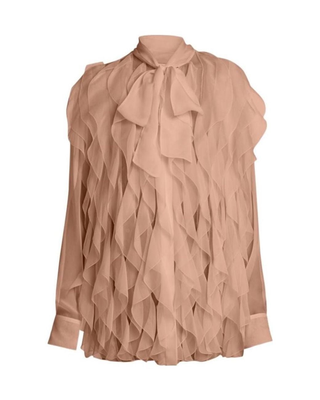 Valentino Pink Sheer Long-Sleeve Blouse