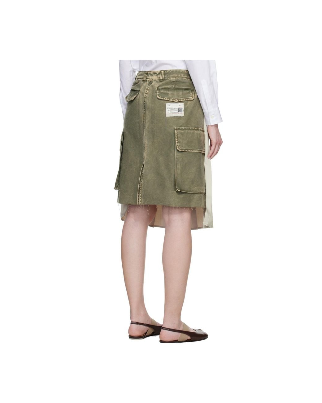 Maison Mihara Yasuhiro Natural Pleated Midi Skirt