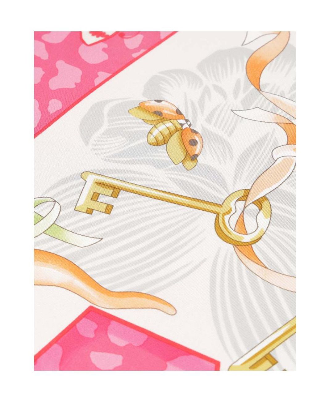 Ferragamo Pink Printed Silk Scarf