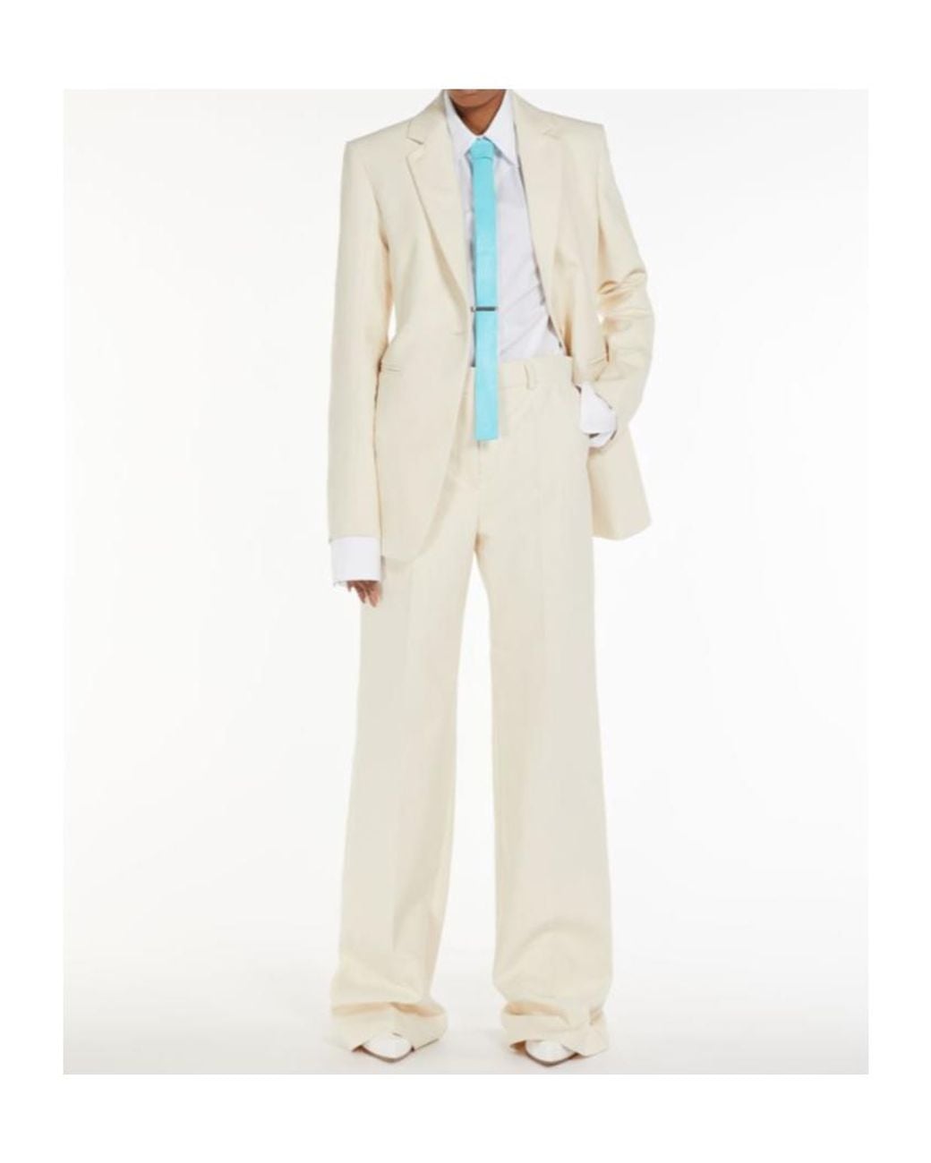 Sportmax White Anselmo Single-Breasted Tailored Blazer