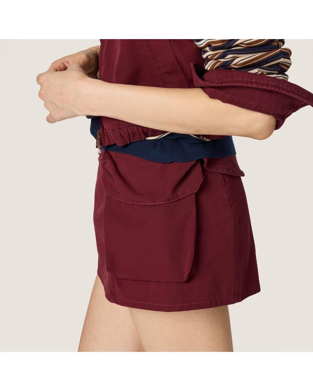 Miu Miu Red Washed Poplin Mini Skirt