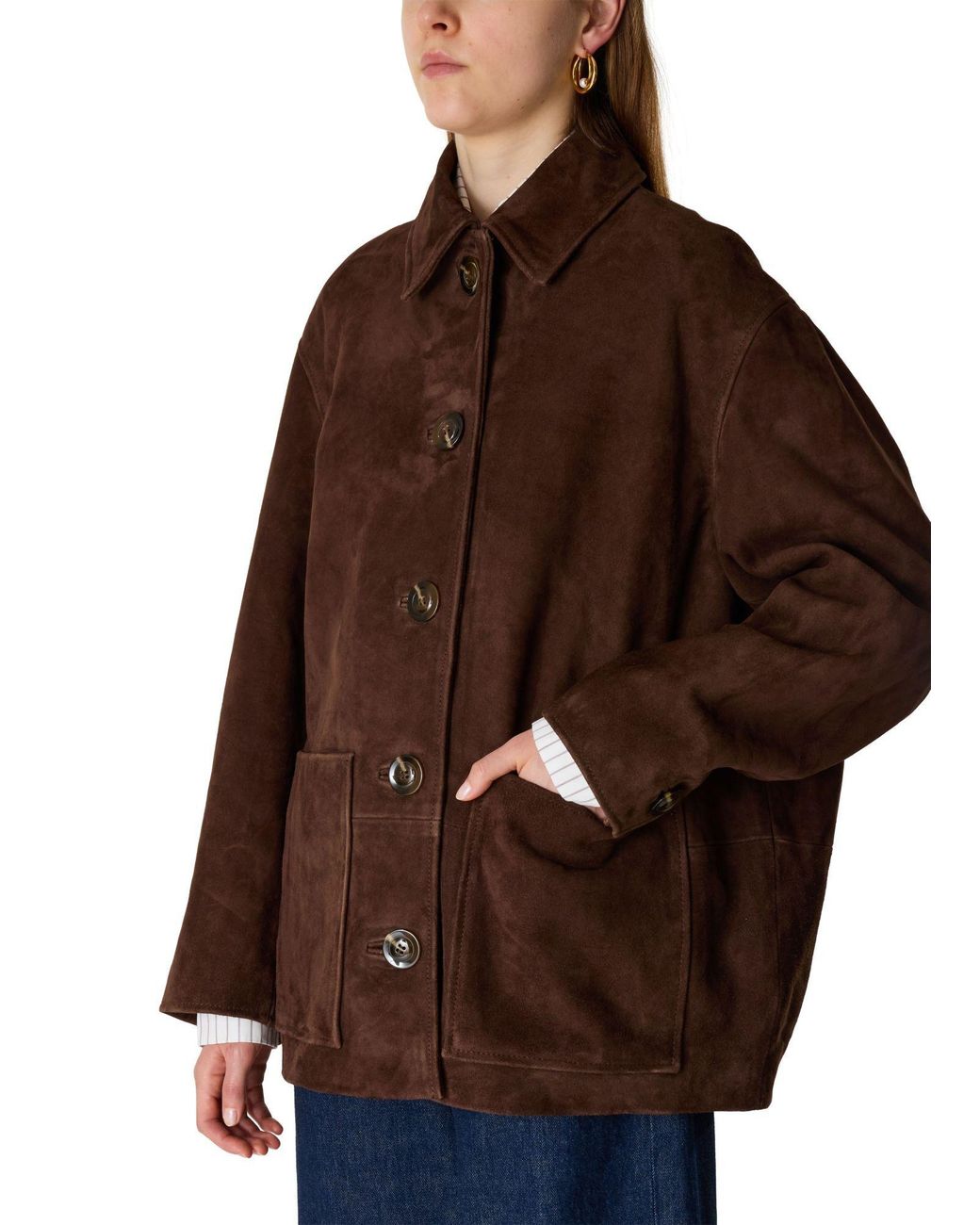 Soeur Brown Solid Color Leather Jacket