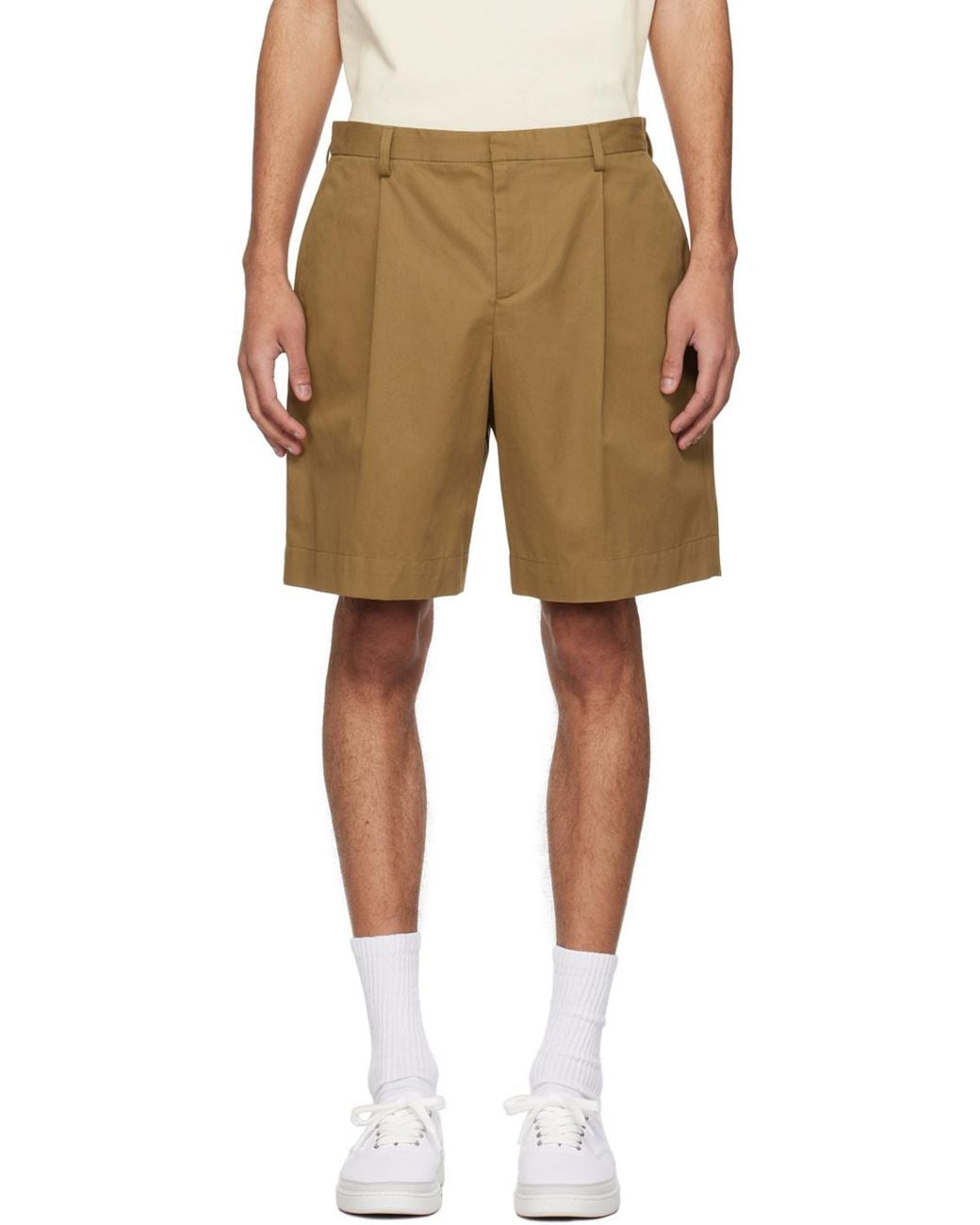 A.P.C. Natural Pleated Bermuda Shorts for men
