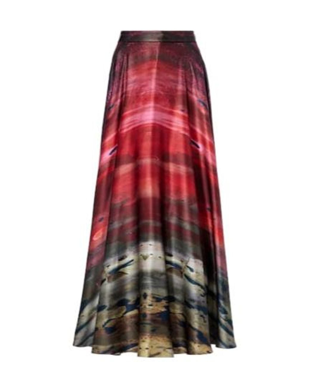 Roksanda Red Printed Silk Satin Maxi Skirt