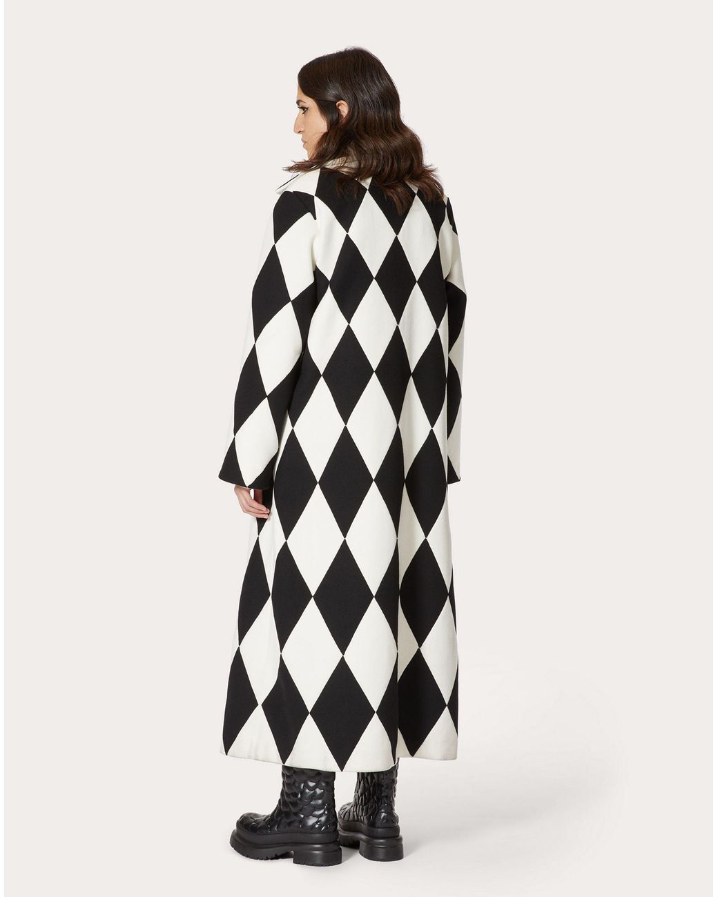 Valentino White Geometric Pattern Coat