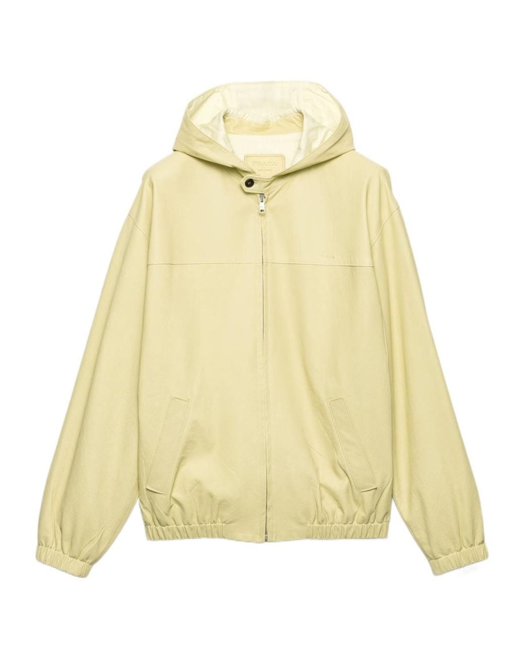 Prada Yellow Hooded Nappa Leather Jacket