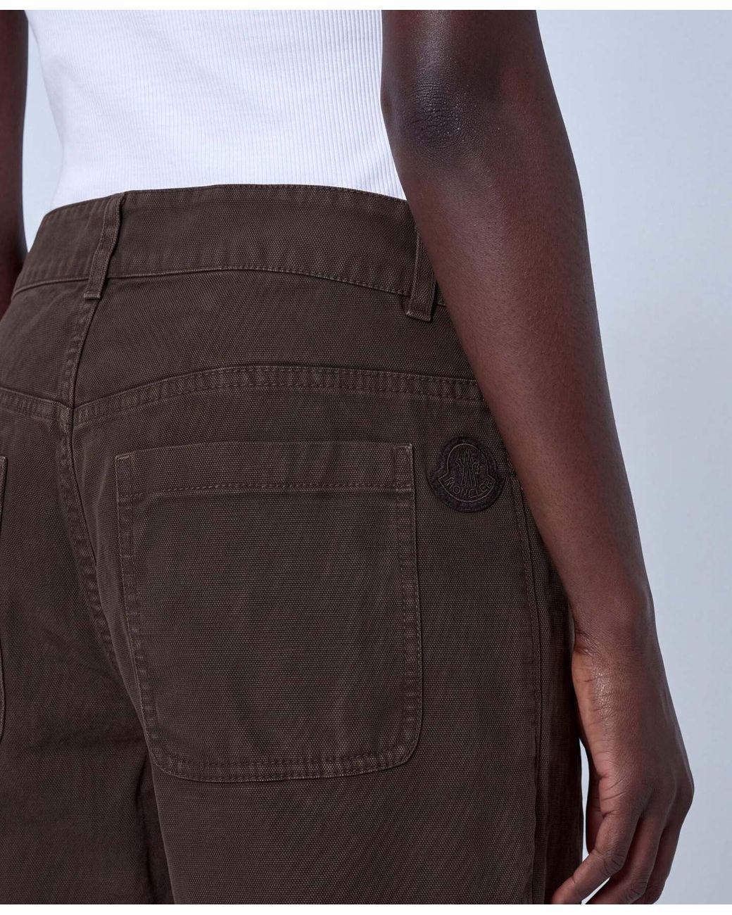 Moncler Brown Logo Patch Cargo Jeans