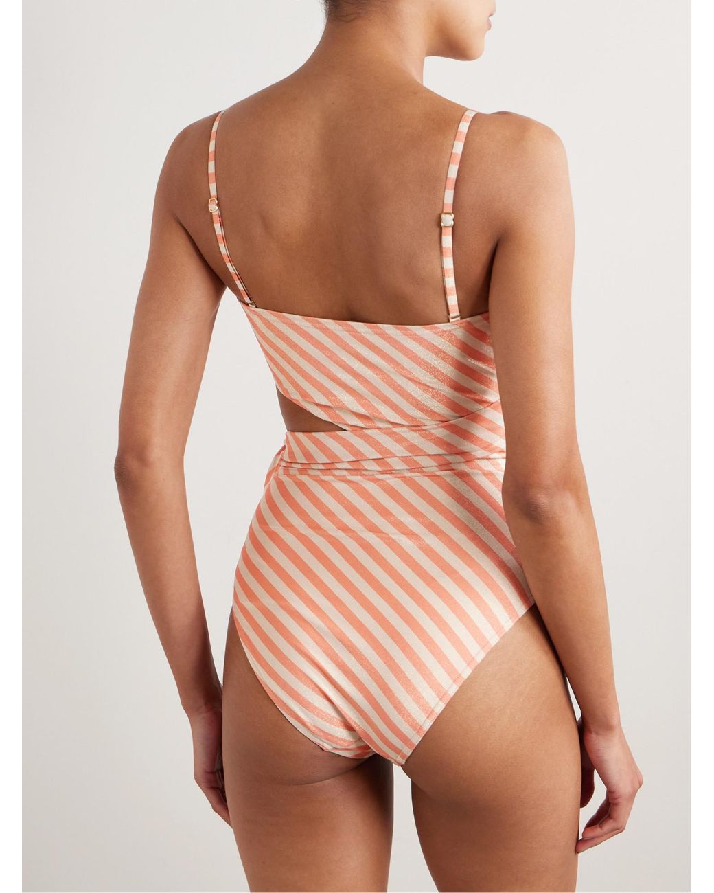 Zimmermann Pink Shiny Striped Swimsuit