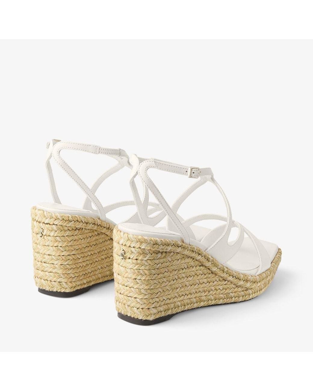 Jimmy Choo Metallic Ayla 85 Leather Wedge Sandals