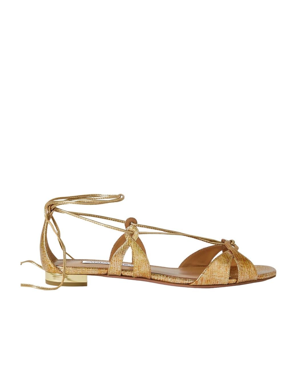 Aquazzura Metallic Snakeeffect Leather Sandals
