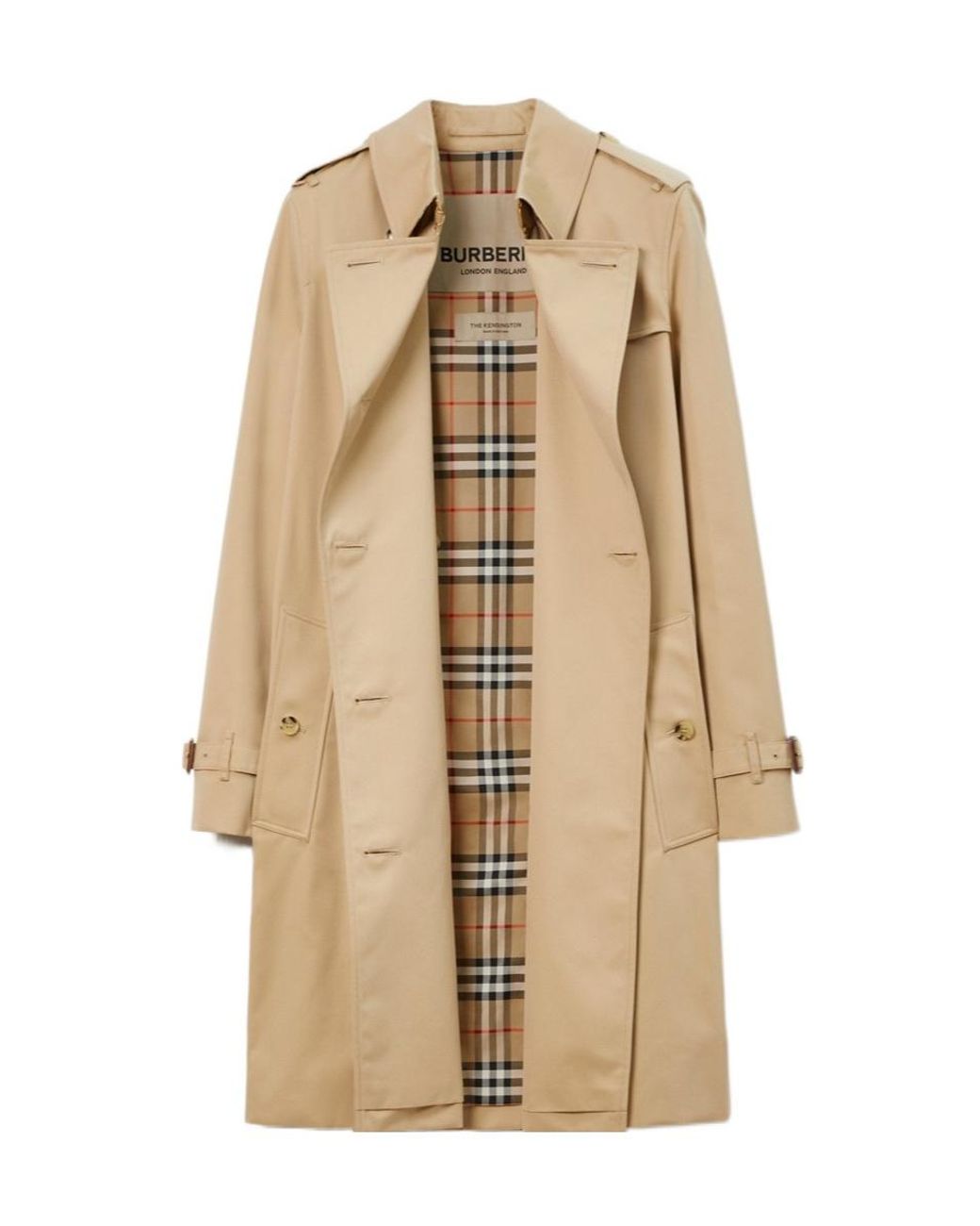 Burberry Natural Gabardine Kensington Mid-Length Trench Coat