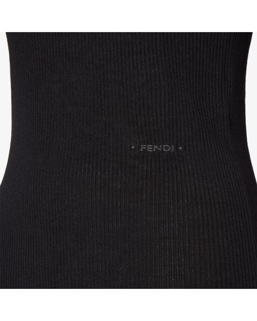 Fendi Black Ribbed Polo Knitted Top