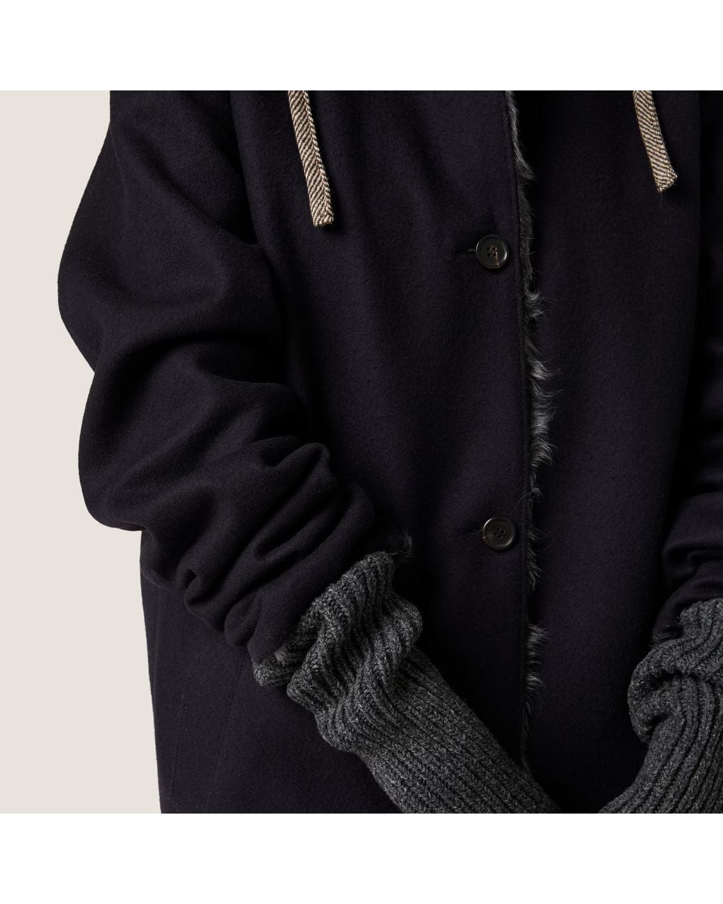 Miu Miu Gray Reversible Wool And Chekiang Coat