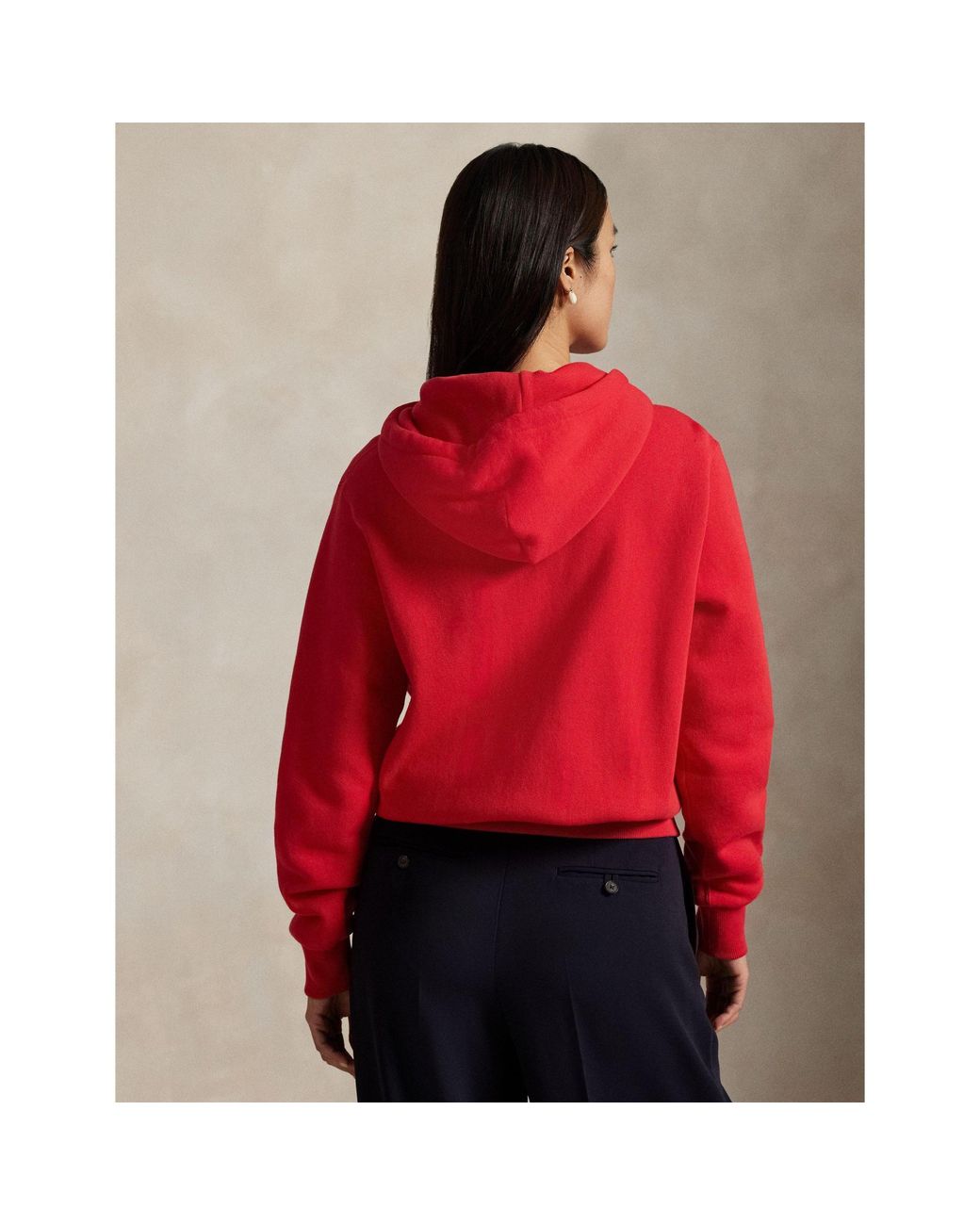 Polo Ralph Lauren Red Minimalist Stylish Hooded Coat