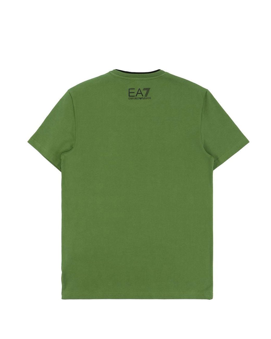 EA7 Green Logo T-Shirt With Round Neck for men