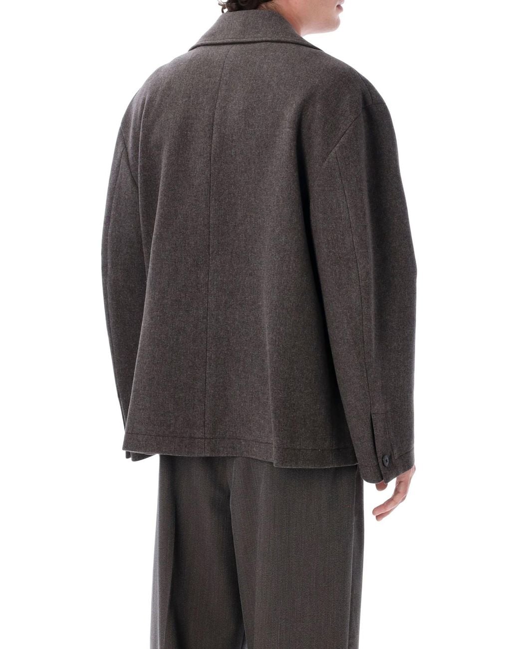 mfpen Gray Double-Breasted Peacoat for men