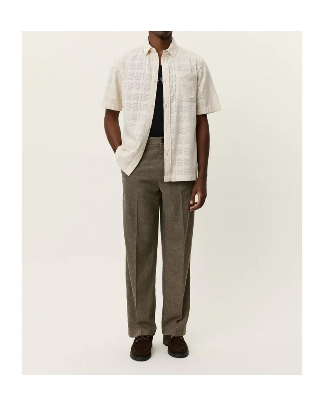 Les Deux White Charlie Open-Work Shirt for men