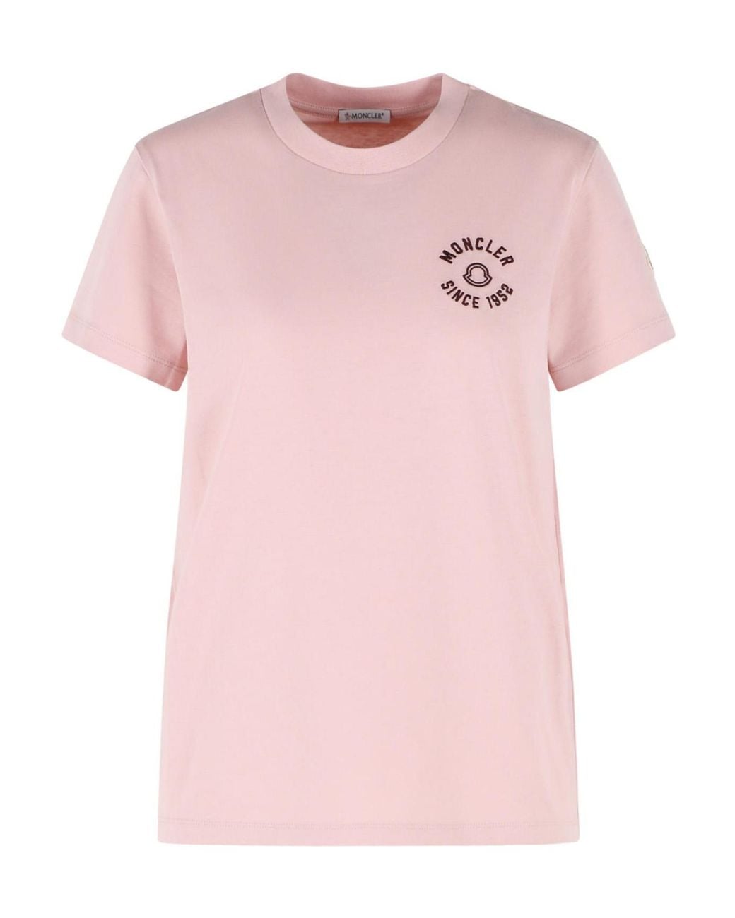 Moncler Pink Logo Patch Crewneck T-Shirt
