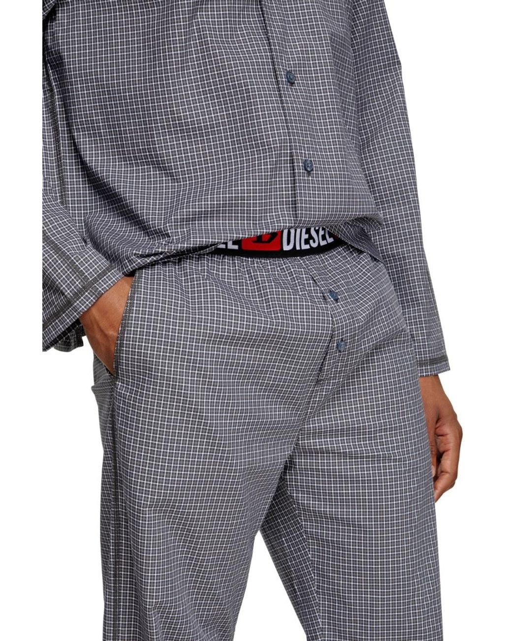 DIESEL Gray Set-Paul-D-Core Checked Pyjama Set for men
