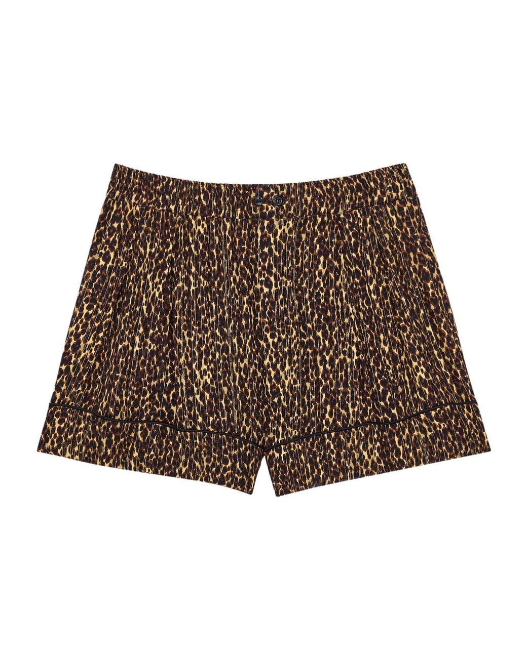 Saint Laurent Brown Leopard Printed Pajama Shorts
