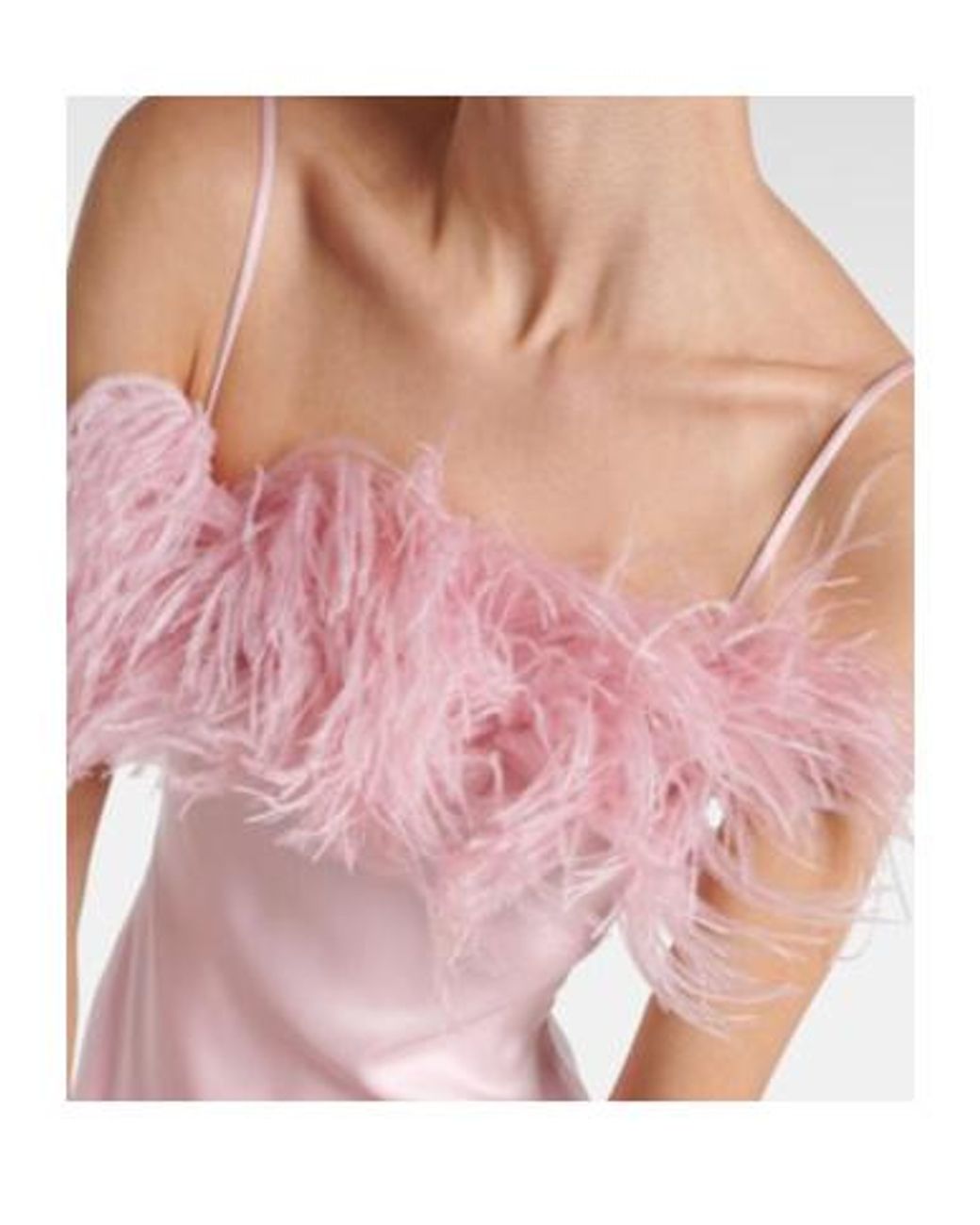 David Koma Pink Feather-Trimmed Satin Midi Dress