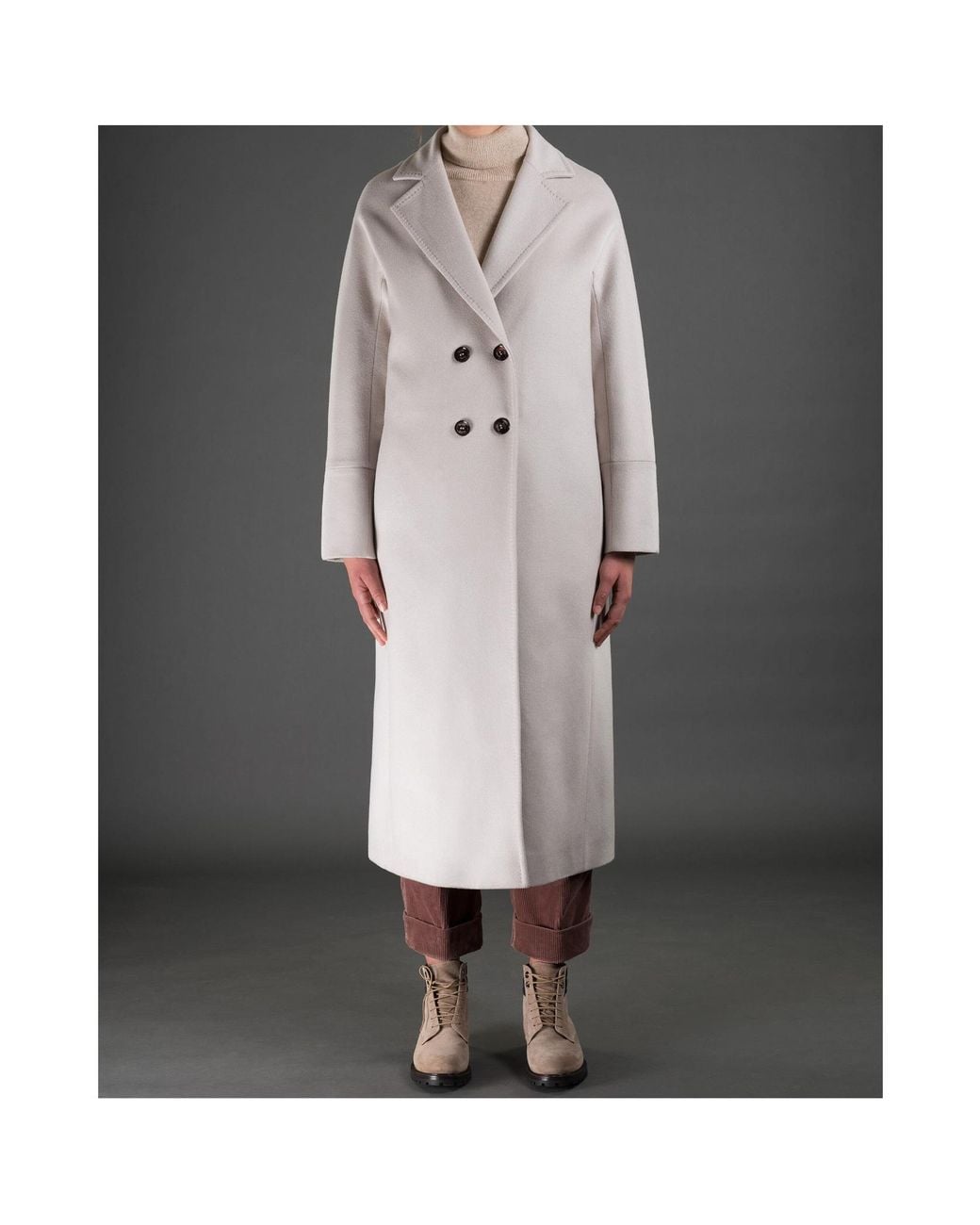 Moorer Gray Double-Breasted Long Coat