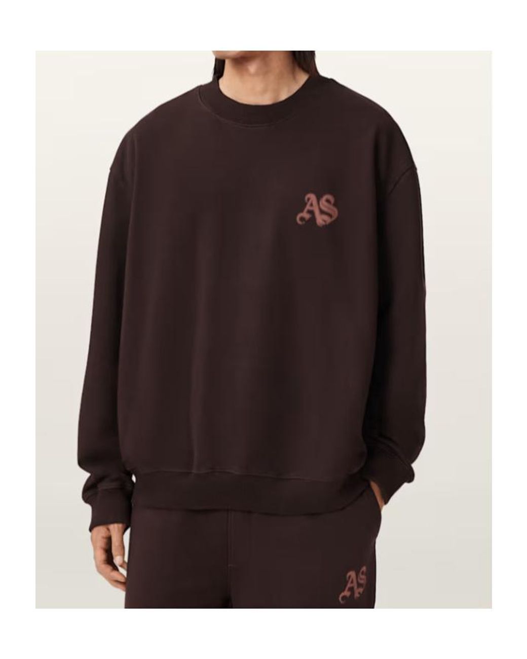 AllSaints Brown Icon Oversized Crew Neck Sweatshirt for men
