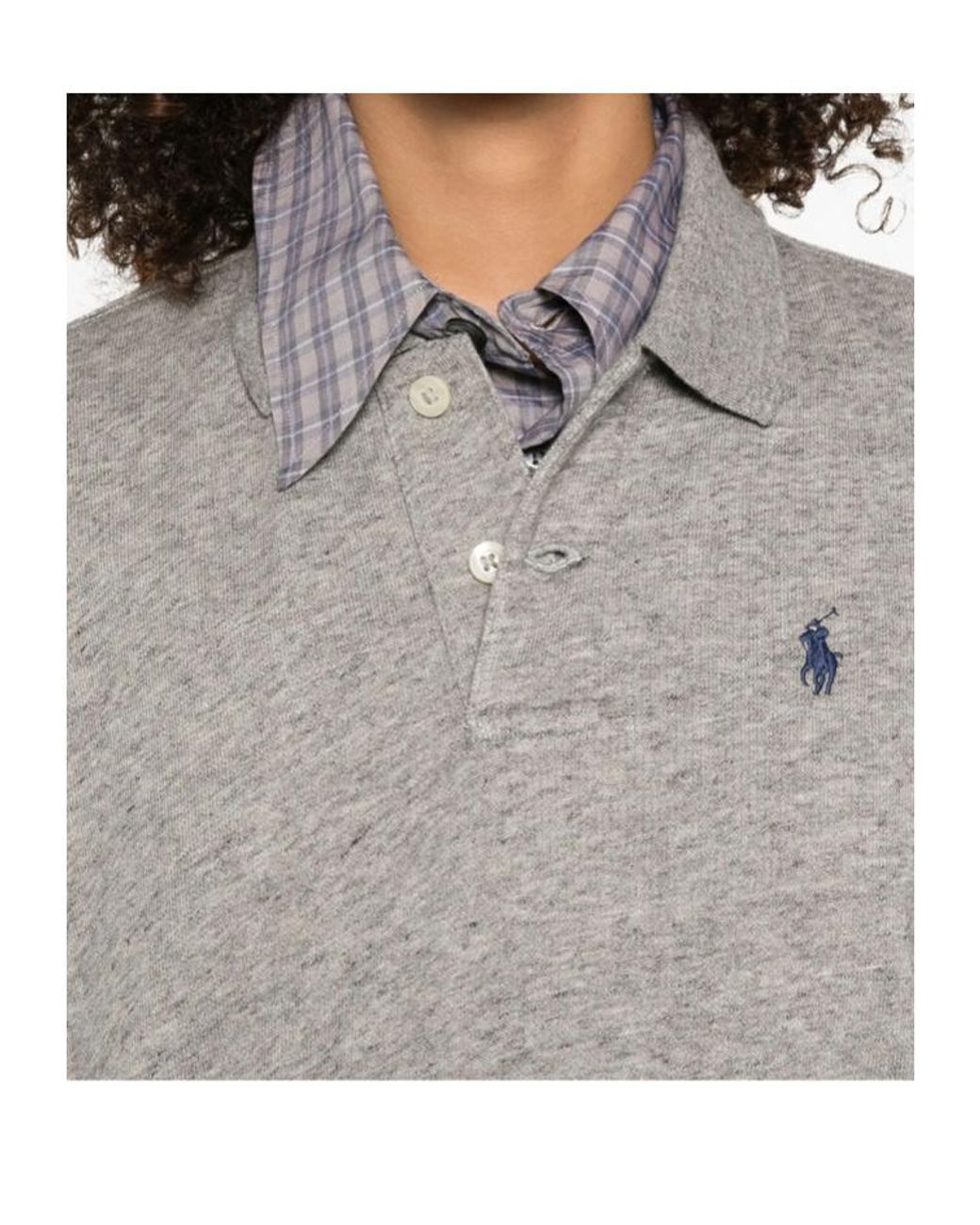 Polo Ralph Lauren Gray Logo-Embroidered Long-Sleeved Polo Shirt