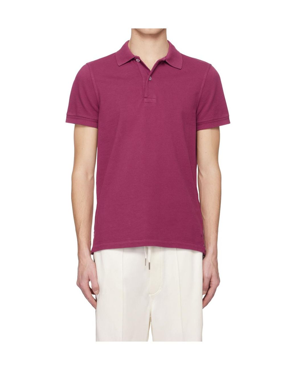 Tom Ford Red Buttoned Short-Sleeve Polo Shirt for men