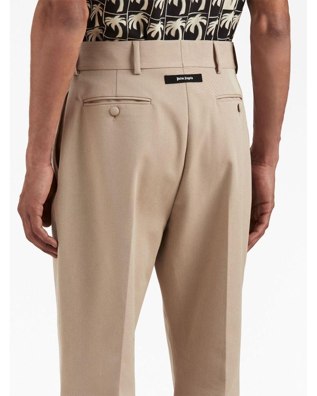 Palm Angels Natural Mid-Rise Flared Pants for men