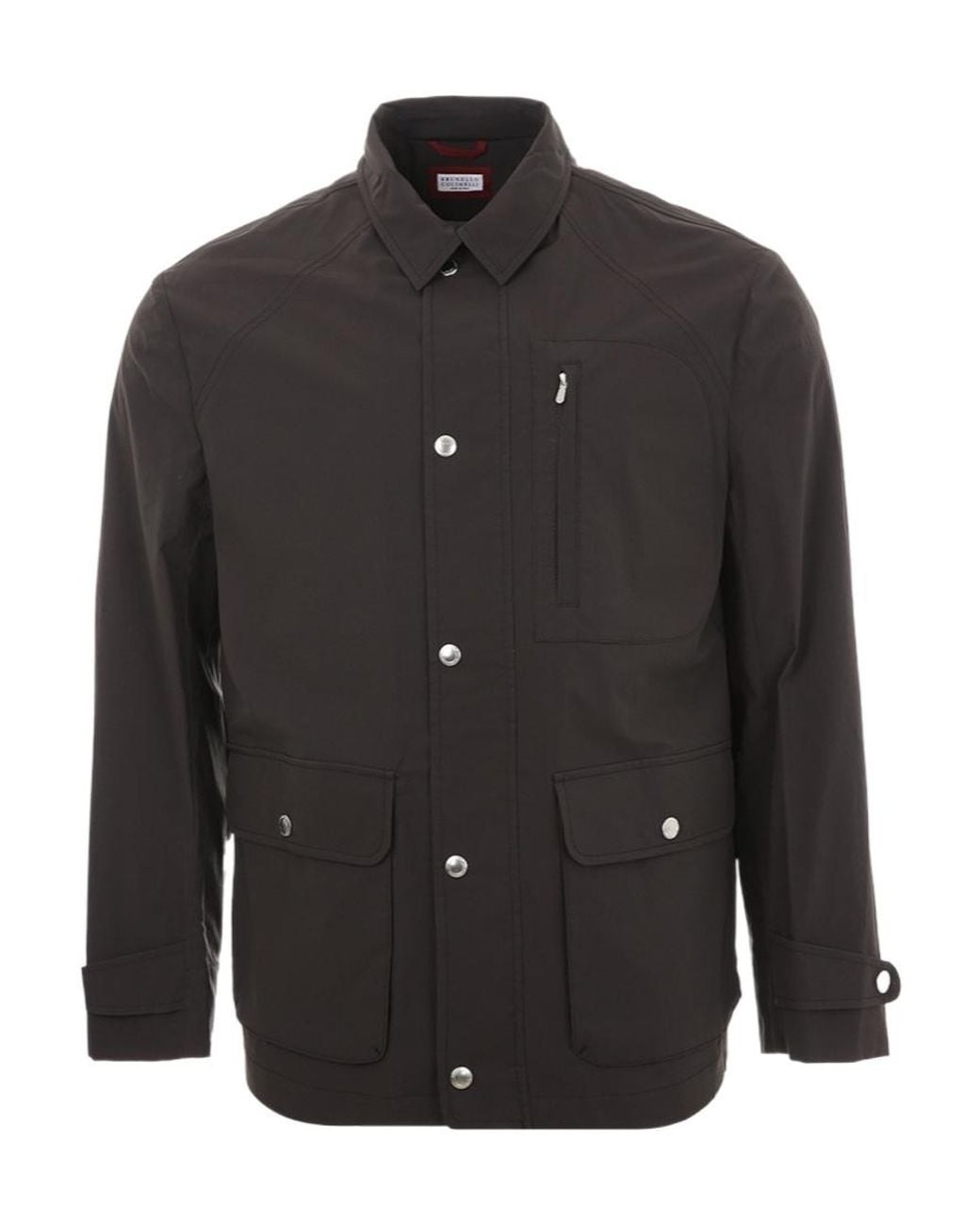Brunello Cucinelli Gray High-Neck Long-Sleeved Jacket for men