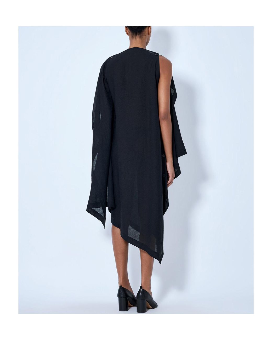 Issey Miyake Black Asymmetric Draped Dress