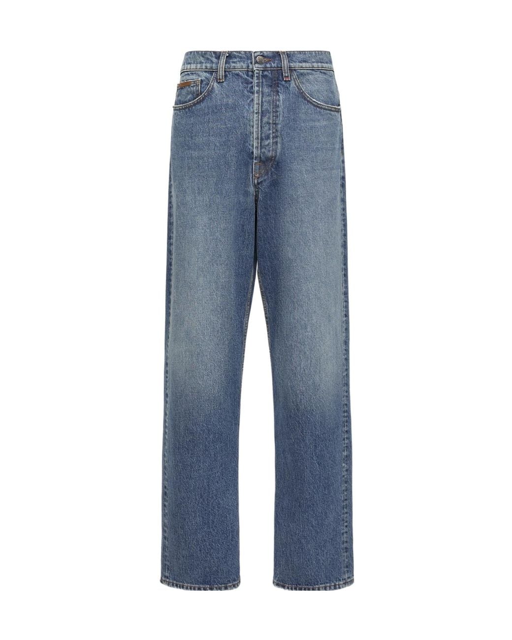 Moncler Blue Logo Patch Straight-Leg Jeans for men