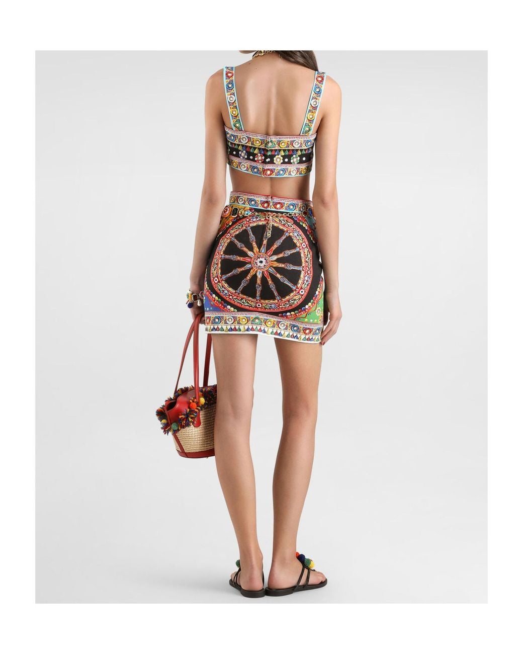 Dolce & Gabbana Multicolor Printed Stretch Cotton Mini Skirt