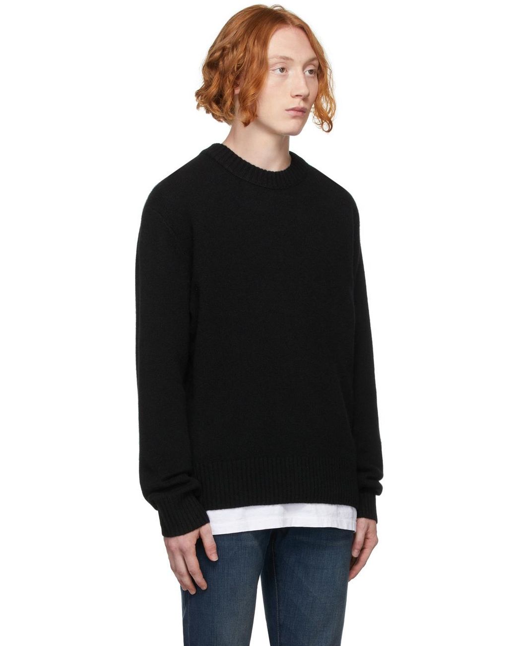 FRAME Black Cashmere Crew-Neck Sweater for men
