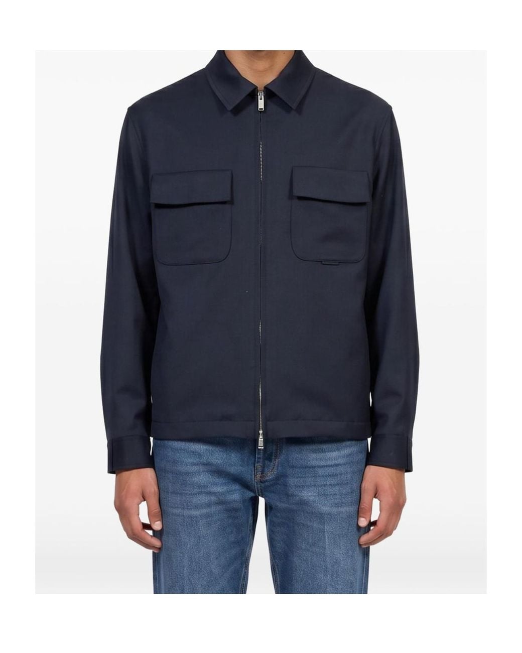 Lardini Blue Zip-Up Flap-Pocket Jacket for men