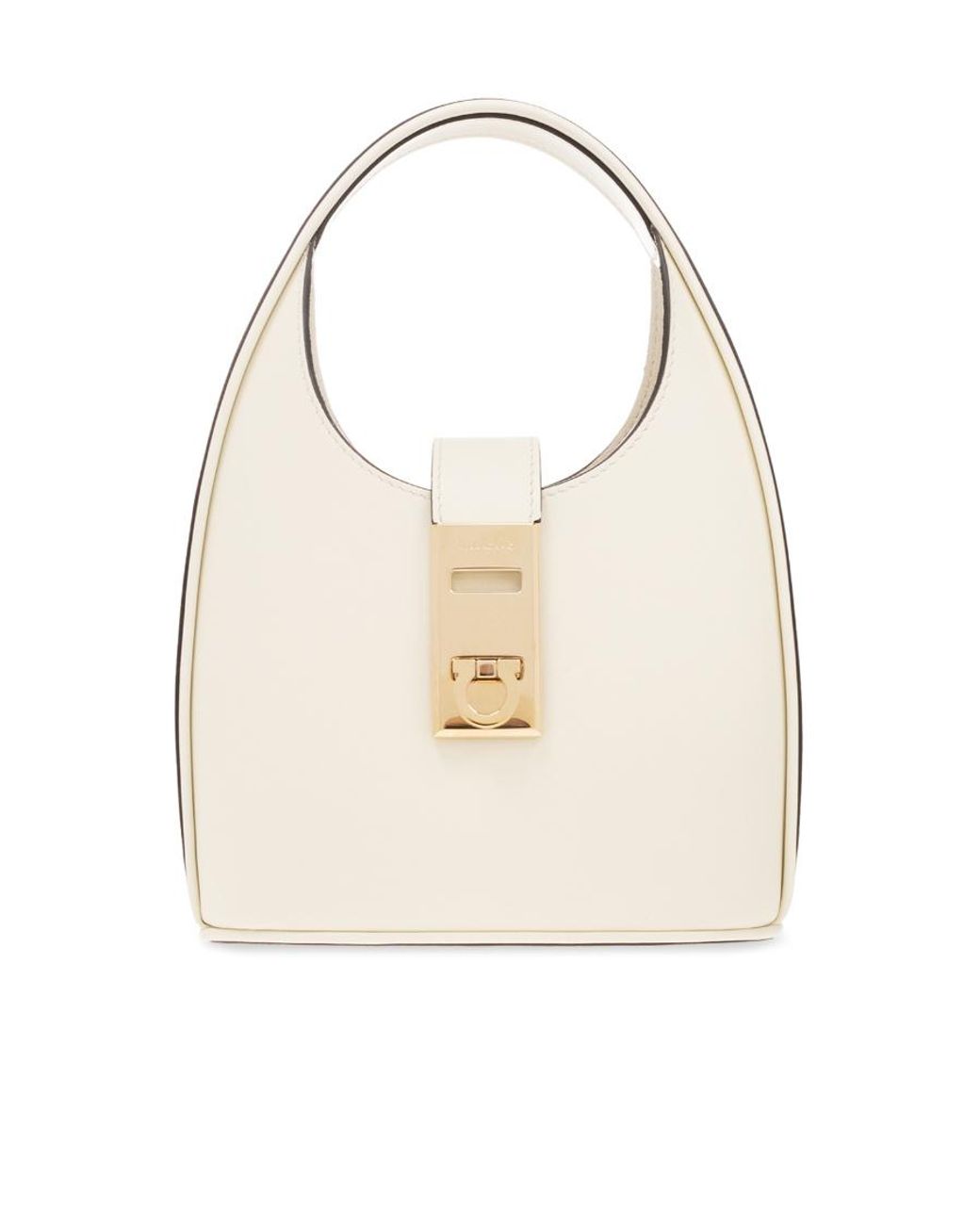Ferragamo White Ferragamo Gancini-Buckle Logo-Engraved Mini Hobo Bag