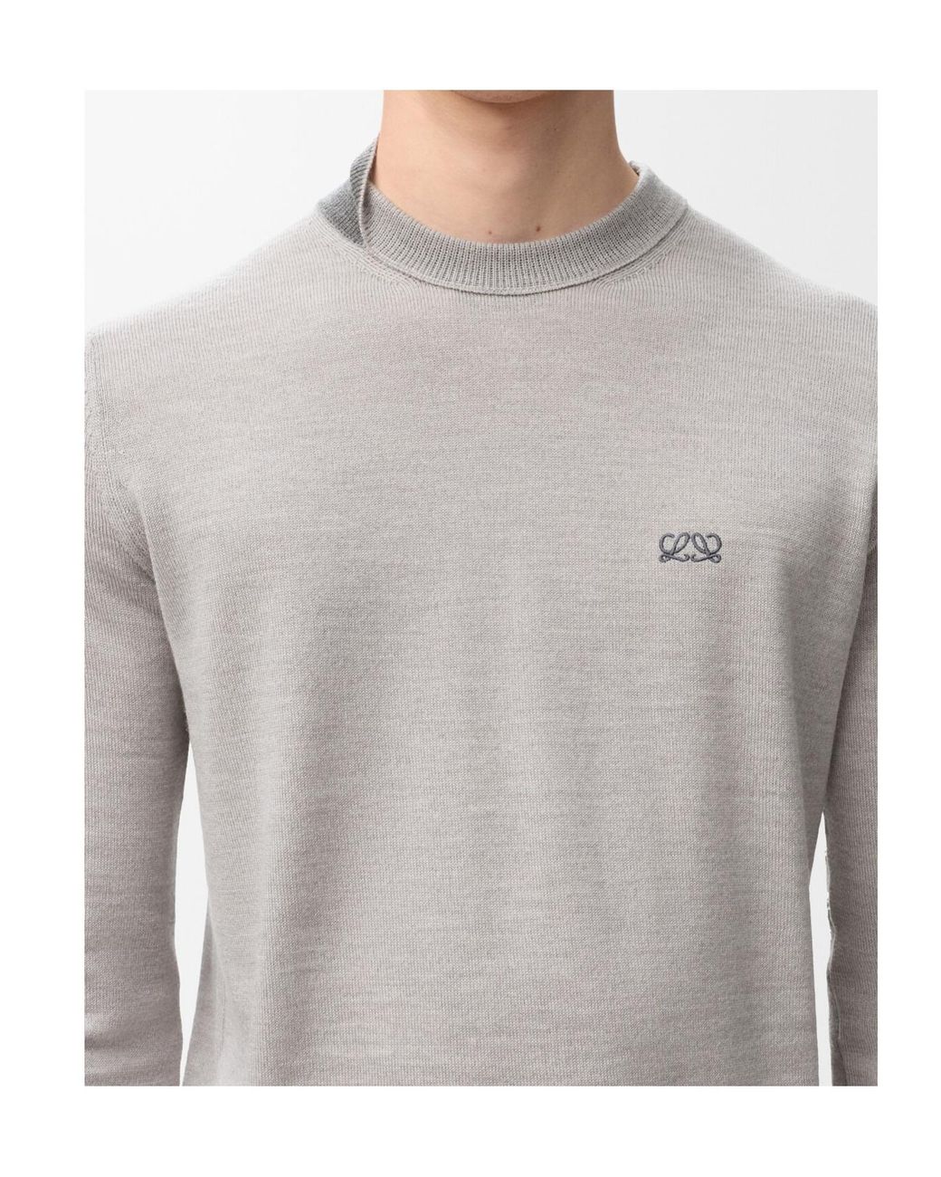 Loewe Gray Long-Sleeved Knitted Sweater for men